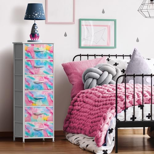 Sorbus Dresser for Kids Bedroom, Wood Top (6 Drawer, Watercolor) - image 2