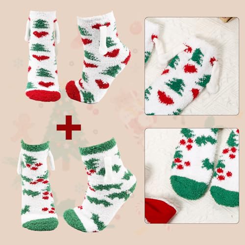 Magnetic Christmas Hand Socks - 2 pair, Cozy Fluffy Matching Couple Socks for Winter2