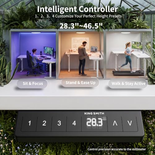 Image of WALKINGDESK 63x55 Inches Reversible L Shaped Standing Desk, Height Adjustable With Cup Holder, Electric Corner Computer Workstation, Sit Stand up Home Office, Standing Desk with Cable Management White