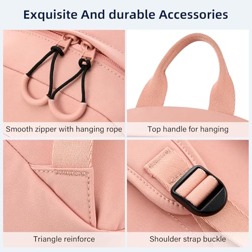 Image of HanTrip Carry On Travel Backpack For Men Women, 13 Inch Small Mini Work Bag Personal Item Backpacks, Camping Back Pack Lightweight Hiking Daypack For Office Nurse Commuter (Pink)