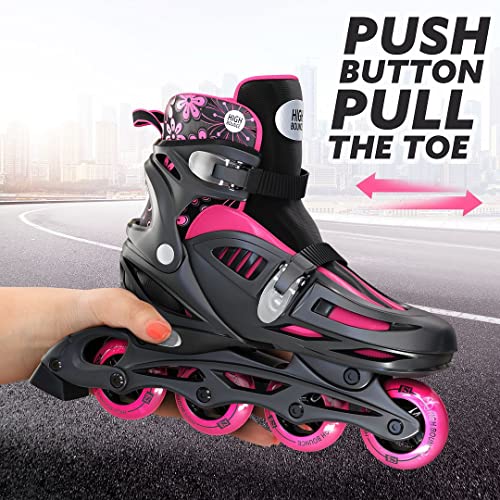 Inline Skates For Girls And Boys, Roller Blades With Gel Wheels And Adjustable Sizing For Adults And Kids, Roller Blades For Men, Women, Girls, Boys, Lightweight Roller Blade Skates, High Bounce, Pink #TOP3