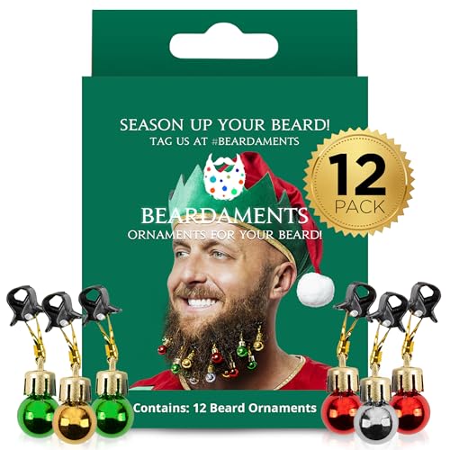 Beardaments Beard Ornaments for Men Colorful Christmas Baubles - Easy-Attach Funny...