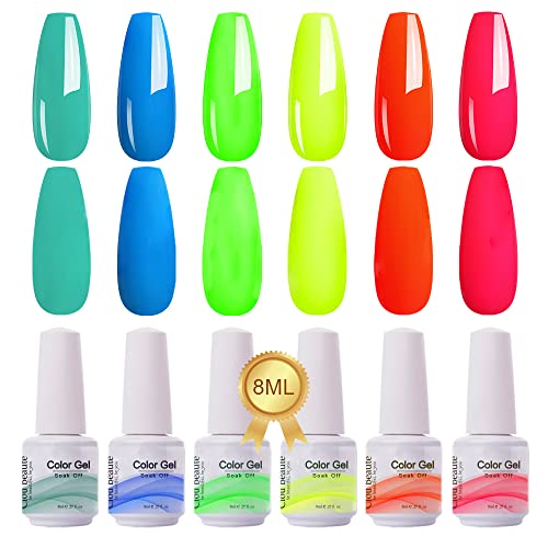 Clou Beaute Neon Colors 6x8ml Gel Polish Set Holiday Gift Soak Off Led UV Gel Nail Polish Kit Varnish Nail Art Manicure Salon Collection S002