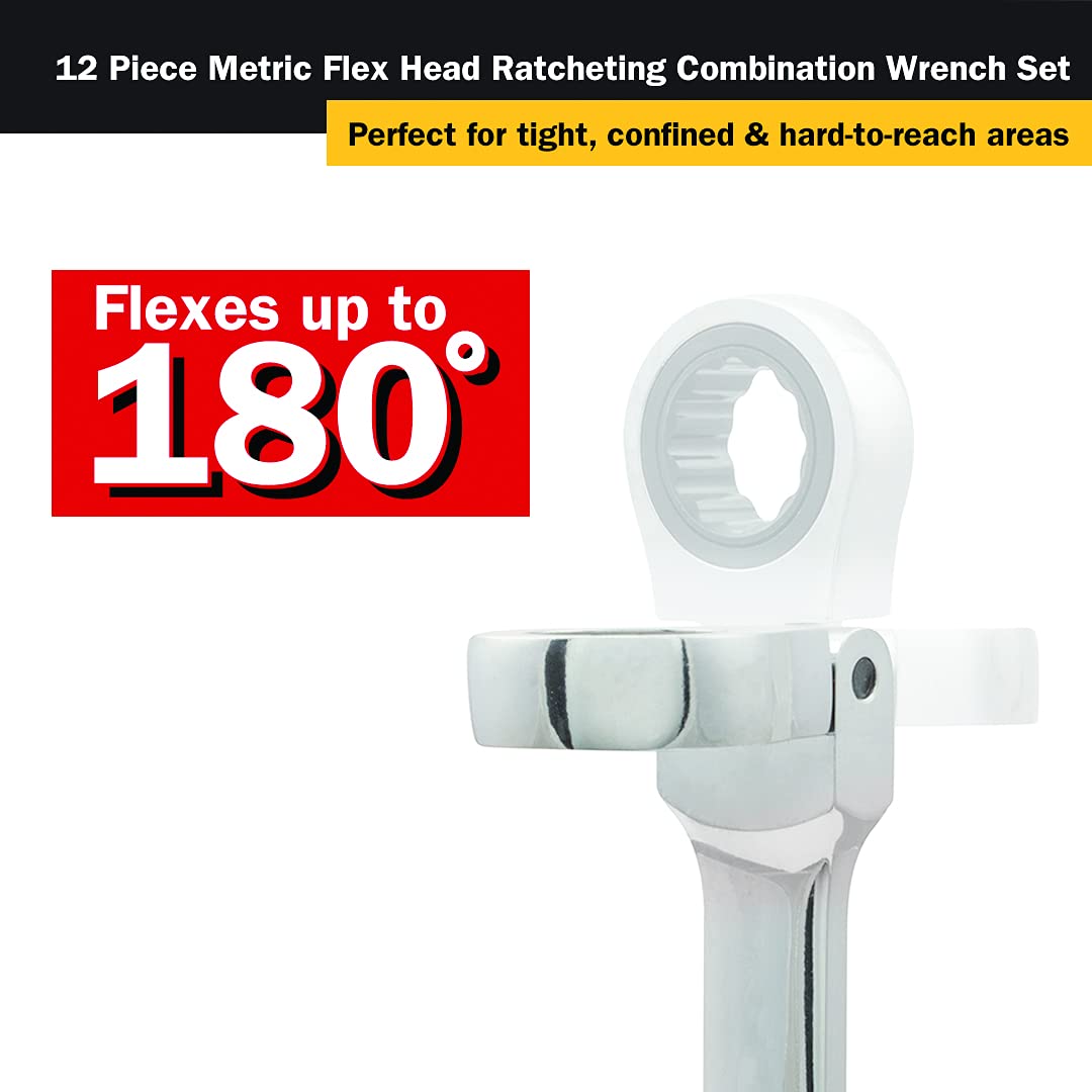 TITAN Tools 17367 - Juego de llaves combinadas de trinquete métricas de 12 puntos y 72 dientes