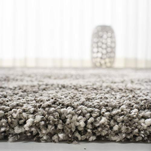 Tapis poil long épais Hudson Shag Safavieh motif géométrique gris et ivoire 155 X 229 cm - 6