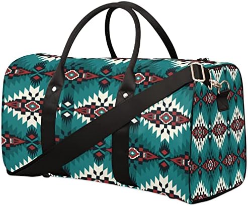 Boho Aztec Travel Duffel Bags for Women Men, Ethnic Abstract Sports Gym Bag Lightweight Waterproof Duffel Bag Foldable Weekender Bag Overnight Bag with Adjustable Shoulder Strap