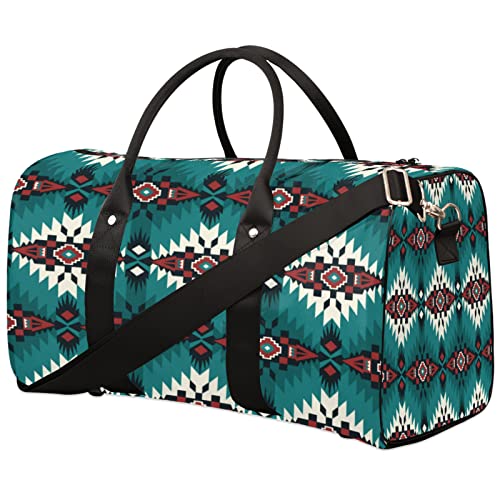 Boho Aztec Travel Duffel Bags For Women Men, Ethnic Abstract Sports Gym Bag Lightweight Waterproof Duffel Bag Foldable Weekender Bag Overnight Bag With Adjustable Shoulder Strap #TOP7