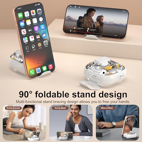Image of for Apple AirPods 4 Case 2025 with Safety Lock & Foldable Phone Stand, Dog | Double Drop Protection,Two-Piece Design, Airpod 4 Case with Keychain & Cleaner Kit, Support Wireless Charging, Shockproof