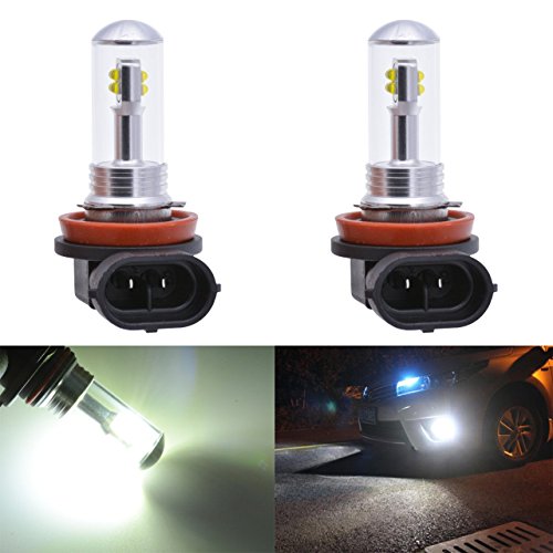 TUINCYN H8 H9 H11 LED Bombillas 1500 lúmenes CREE 8 SMD Chips impermeables utilizados para la luz antiniebla Luz diurna DRL Blanco 6000K (paquete de 2) Cover