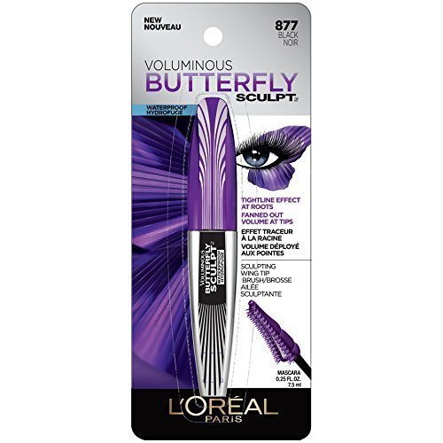 L'Oreal Voluminous Butterfly Sculpt Waterproof Mascara, 877 Black (Pack of 2)
