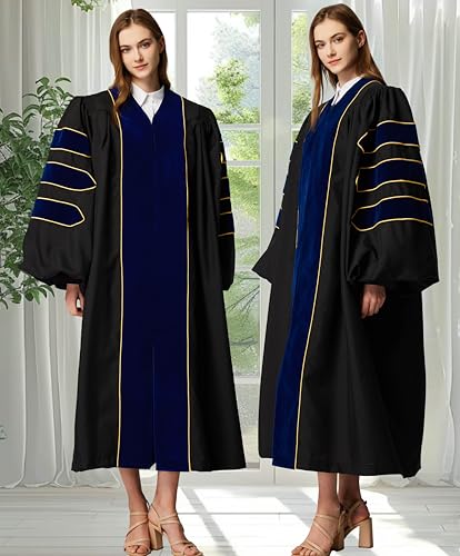 Image of MyGradDay Unisex Deluxe Graduation Doctorate Robe with Gold Piping Available for Customization