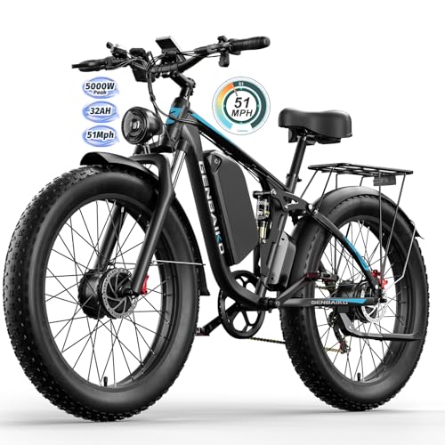 GENBAIKO 52V 5000W Electric Fat Tire Bike 130Mi Dual Motor