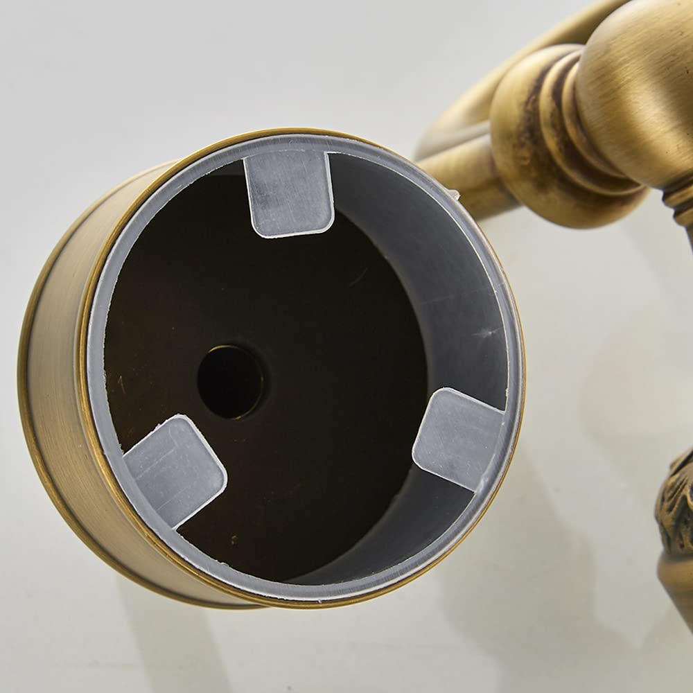 Weare Home Antike Zahnputzbecherhalter, Messing Zahnbecherhalter,Retro Klassic Solide Kupfer Zahnbürstenhalter und Keramik Glas Form Doppelt Zahnbürstenhalter