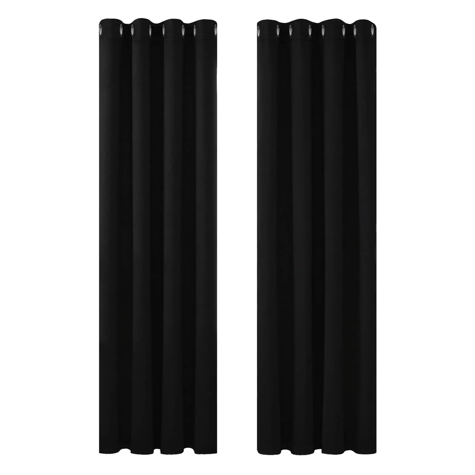 EnxJire Blackout Curtains Blackout Curtains Grommet Top Light Blocking Noise Reducing Window Draps for Bedroom Office Kitchen(Black 2Panels,132X160cm)