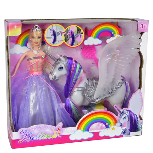 MEGAFUN Color Change Unicorn Toys & Princess Doll with Rainbow Braided Hair Removable Saddle&Wings Princess Toy Unicorn Gifts for Girls