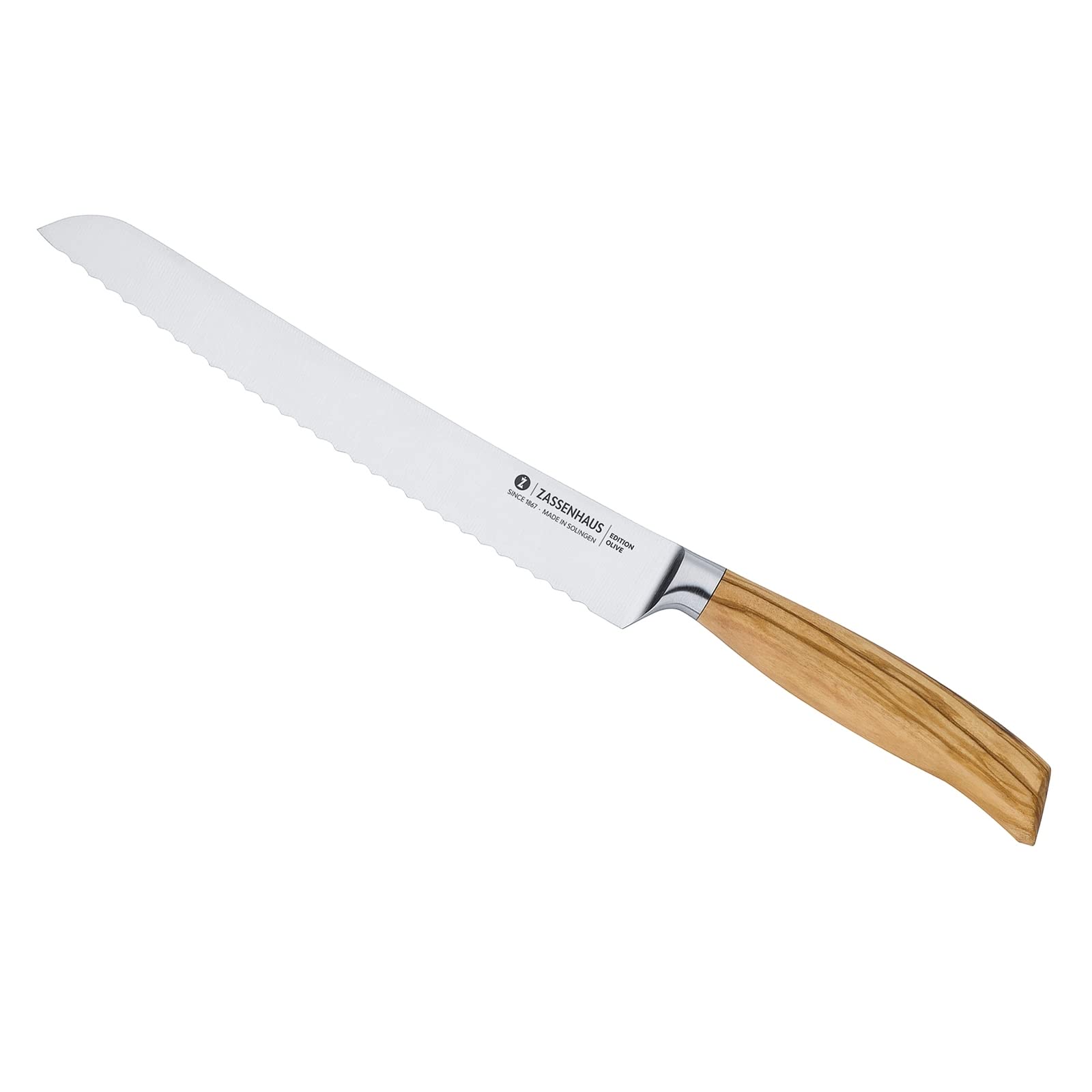 Zassenhaus Brotmesser 22 cm Edition Olive Zackenmesser Holzgriff Solingen