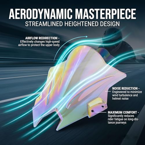 Image of Windshield for NINJA500 SE 2024 2025 2026, PSLER Windscreen Double Bubble Wind Deflector Protector Fairing for NINJA500 SE Ninja 500 2024 2025 2026 (Multicolor)