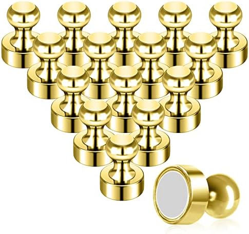 Pack of 16 Gold Magnets for Whiteboard Adult Refrigerator Magnets Push Pin Magnets Small Cute Fridge Magnet for Classroom Office Hobbies Science