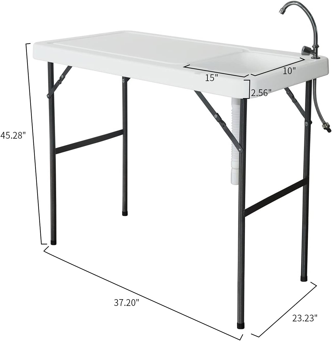 Byya BXTY115-A Portable Outdoor Folding Fish and Game Cleaning Table w/Sink Faucet and Drain Hose
