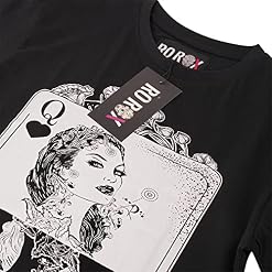 Ro Rox T-Shirt Noir Top en Wicca Coton Gothique Imprimé Déesse - Les Beatles, Paul McCartney, John Lennon, RIngo Starr, George Harrison Ro Rox T-Shirt Noir Top en Wicca Coton Gothique Imprimé Déesse – Image 3