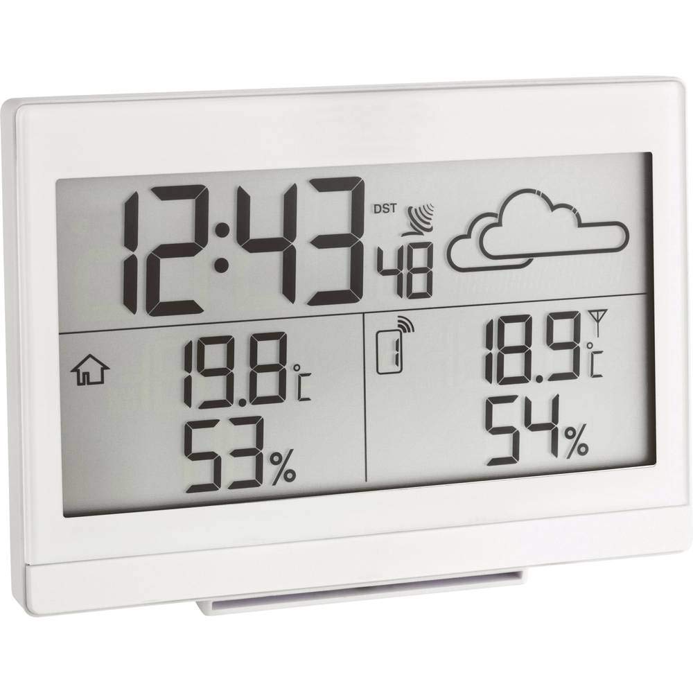 TFA Dostmann Casa Funk-Wetterstation, Wettervorhersage, Außentemperatur, Innentemperatur, Luftfeuchtigkeit, mit Funkuhr, L 141 x B 48 x H 100 mm