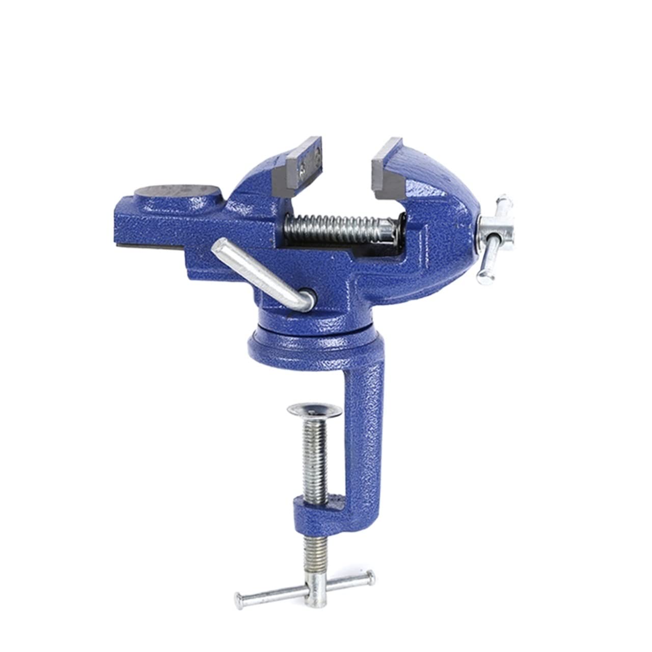 Fyiyiew Onecolor Vice, Duty Mechanic Clamp-On 360 Degree Swivel Base(60Mm Blue)