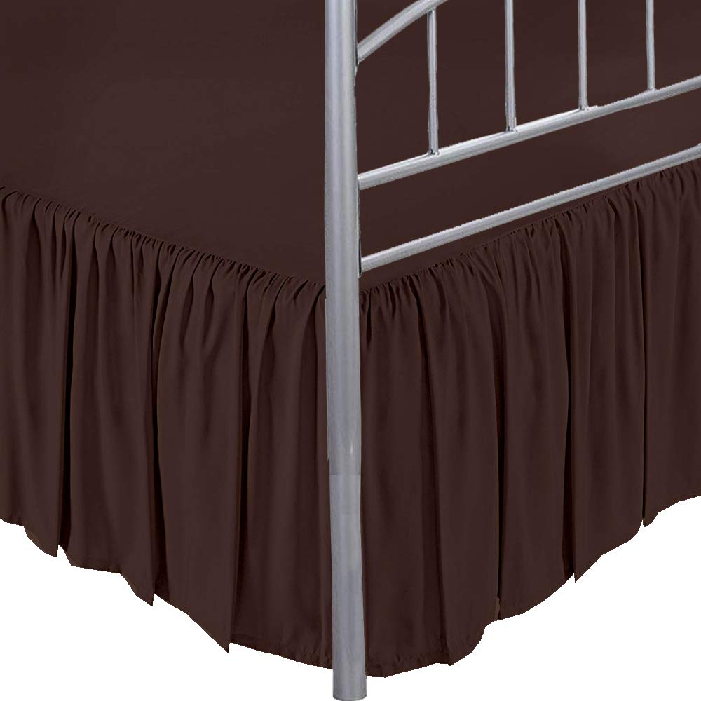 LINEN BEDDING Chocolate Ruffled California King Bed Skirt