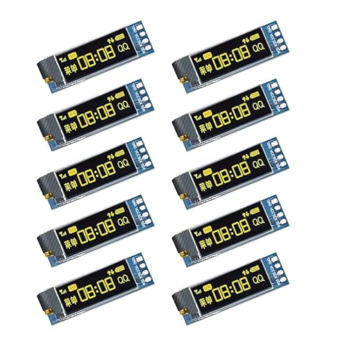 senzooe 10pcs 0.91 inch OLED Display Module SSD1306 LED DC Display Module LCD 128x32 Screen Driver OLED 3.3V~5V (Yellow)