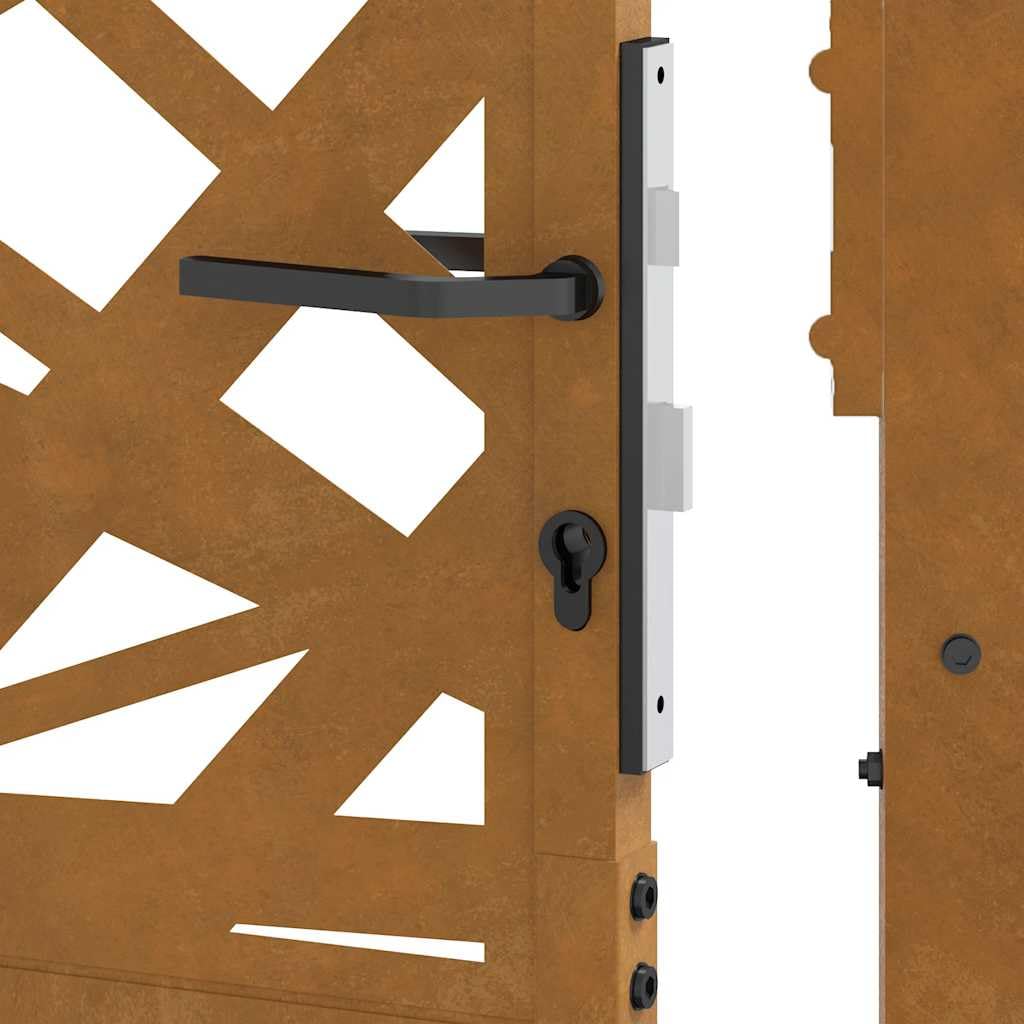 vidaXL Porte de Jardin Acier résistant aux intempéries Design lumière, Porte de clôture, Porte extérieure, Porte en métal, Porte de sécurité