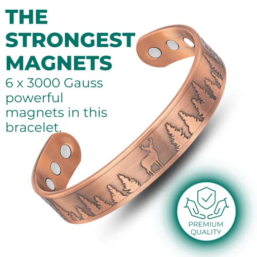 Willis Judd Men's Pure Copper Bangle Magnetic Bracelet Deer Design Mountain Wildlife2