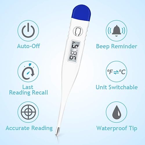 Miniatura 4 de SANPU - Termómetro digital para fiebre lectura rápida impermeable con indicador de fiebre y recordatorio de memoria el mejor termómetro de lectura