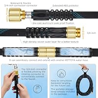 KETTOYA Non-Expanding Garden Hose 100 ft, Kink Free Flexible Water Hose with 10-Pattern Spray Nozzle, Lightweight Hose Pipe, Leak Proof, 3/4" Swivel Connectors, Super Fabric, Portable Storage Strap — image 7