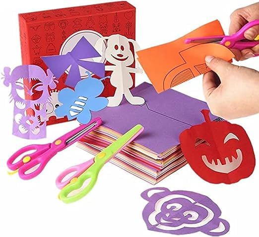 Mumoo Bear Fun Paper-Cut Set; Paper Cutting; Paper Art; Scissor Skills Activity Cutting Book; Kids Scissors Crafts Kits Preschool-120 Pages with A Pair of Child-Safe Scissors