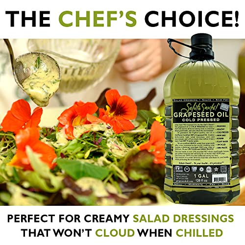 Image of Salute Sante! Cold Pressed Grapeseed Oil - 1 Gallon, 4 Pack - Healthy Non-GMO Cooking Oil for High Heat, Frying, Baking & Dressings - Vegan, Kosher, Heart-Healthy Bulk Oil for Kitchens & Restaurants