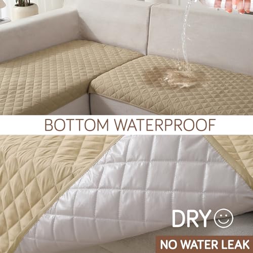 Image of HOKIPO Polyester Quilted Waterproof Sofa Cover Mats For 1 /2 /3 Seater Sofa And L Shape. Make Your Own Sofa Cover Set, Mat Length 81(D) X 60(L) Cm, Beige (Ar-4963-W2)