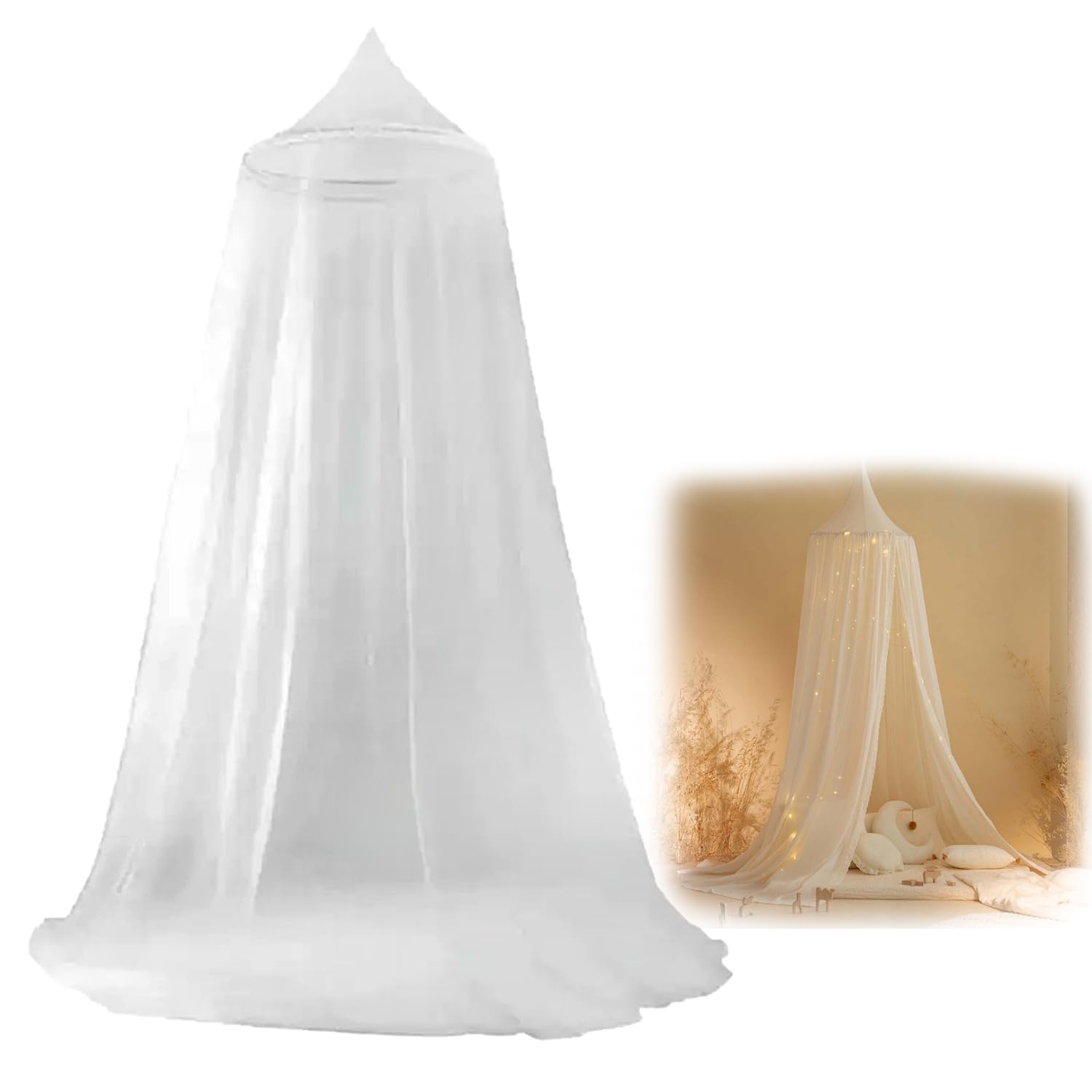 Zanzariera Per Letto Matrimoniale 230x60x850 Cm | Baldacchino Pieghevole, Bianco, Per Camera E Esterno