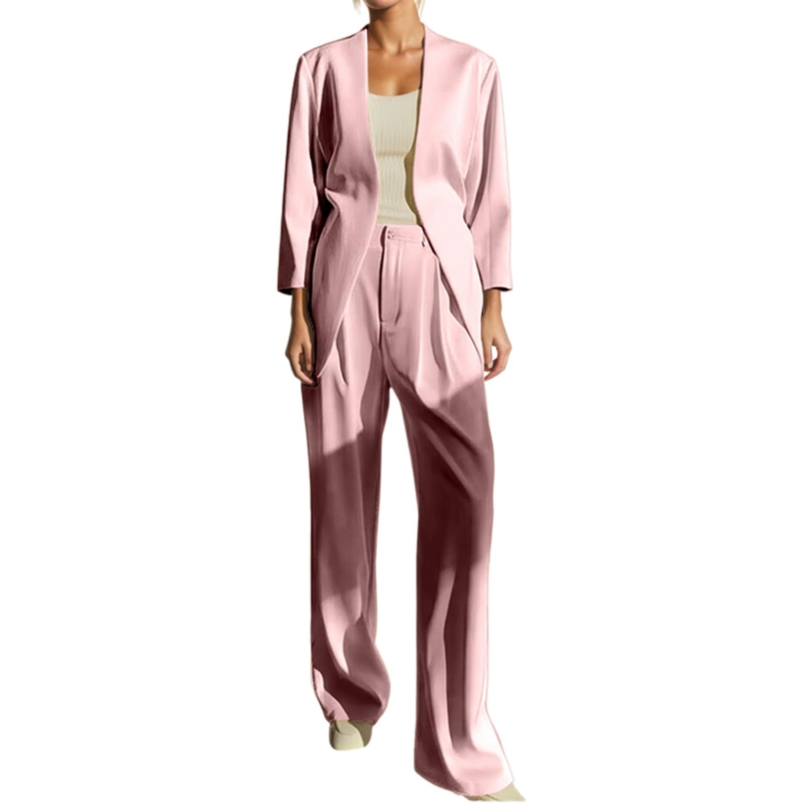Damen Casual Anzug Set Stilvoller Hosenanzug Bequemes Hosen-Outfit für den Alltag Frühling Herbst Reine Farbe