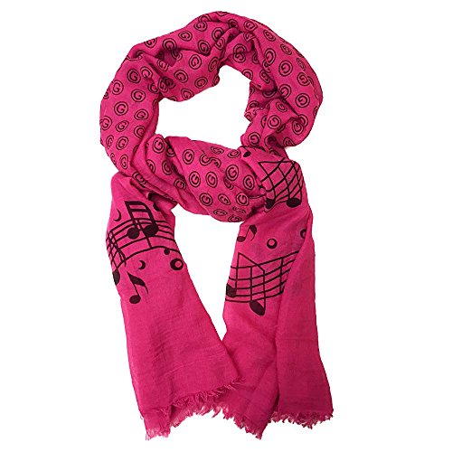 TracyTrends Musical Notes Scarf, Musician Gift for Women, Rose-Pink