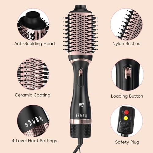 Image of Nycoba Hair Dryer Brush Set, Multifunctional Hot Air Brush for Salon Blowouts, Negative Ion Technology & Fast Drying, Shiny and Less Frizz, Rose Gold