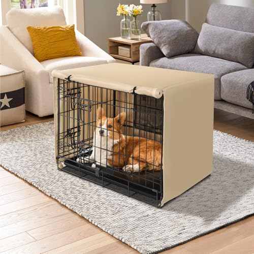 Housse de cage pour chien 91cm Seiyierr en polyester marron clair - 6