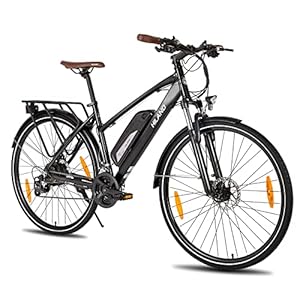 HILAND Elektrische fiets Trekking Pedelec Citybike, 28 inch, met 21 Shimano-derailleurversnellingen, e-trekking…