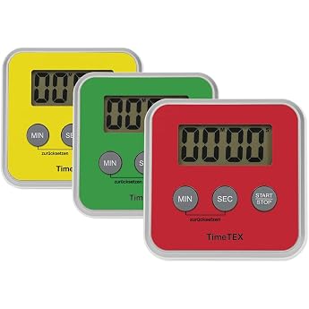 TimeTEX Time Time Clock Digital Compact Red - Stopwatch with Second-Accurate Time Input - Silent - with Drain Signal - with Batteries - 8 cm x 8 cm - 61907