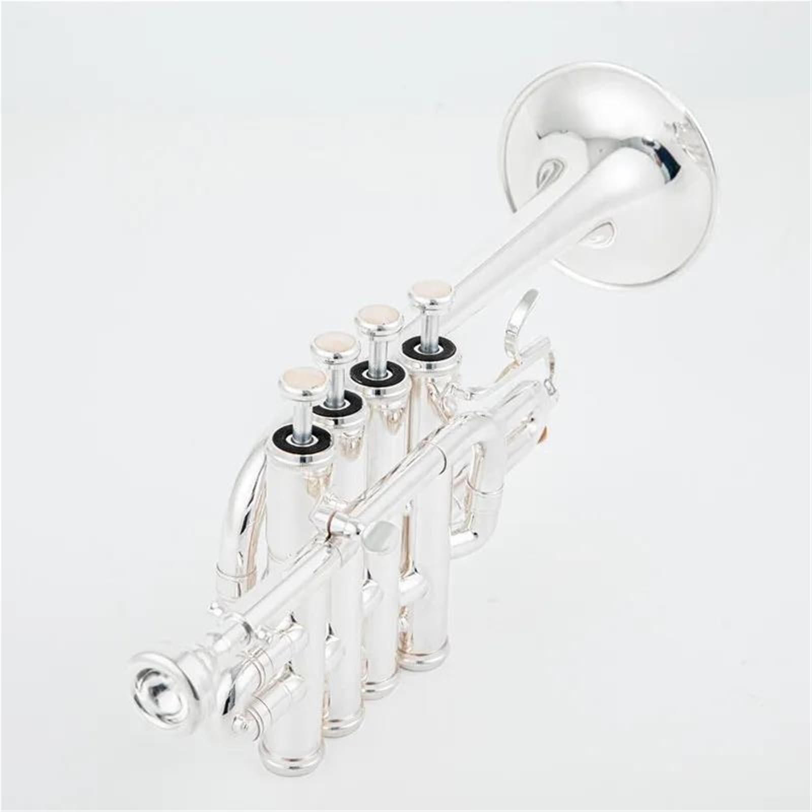 Professionelle Bb-Sopran-Trompete Messing Gold Und Silber Lack Legierung Kolben Trumpet(Silver)