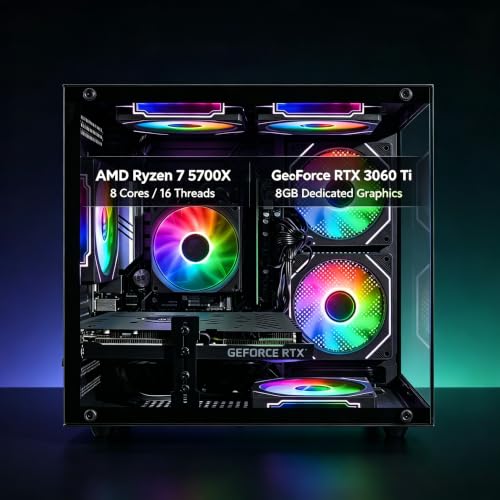 Image of Prebuilt Gaming PC, GeForce RTX 3060 Ti 8GB, AMD Ryzen 7 5700X