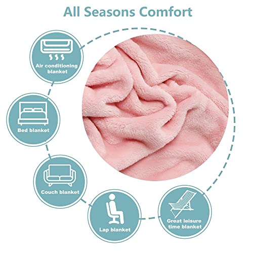 Nanpiper Fleece Blankets, Super Soft Flannel Queen Size Blanket For Bed, Luxury Cozy Microfiber Plush Fuzzy Blanket,Pink #TOP6