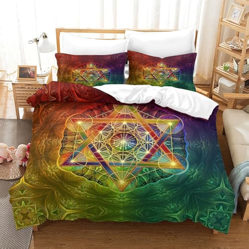 Housse de couette géométrie sacrée confort premium parure de lit 140x200 - 3