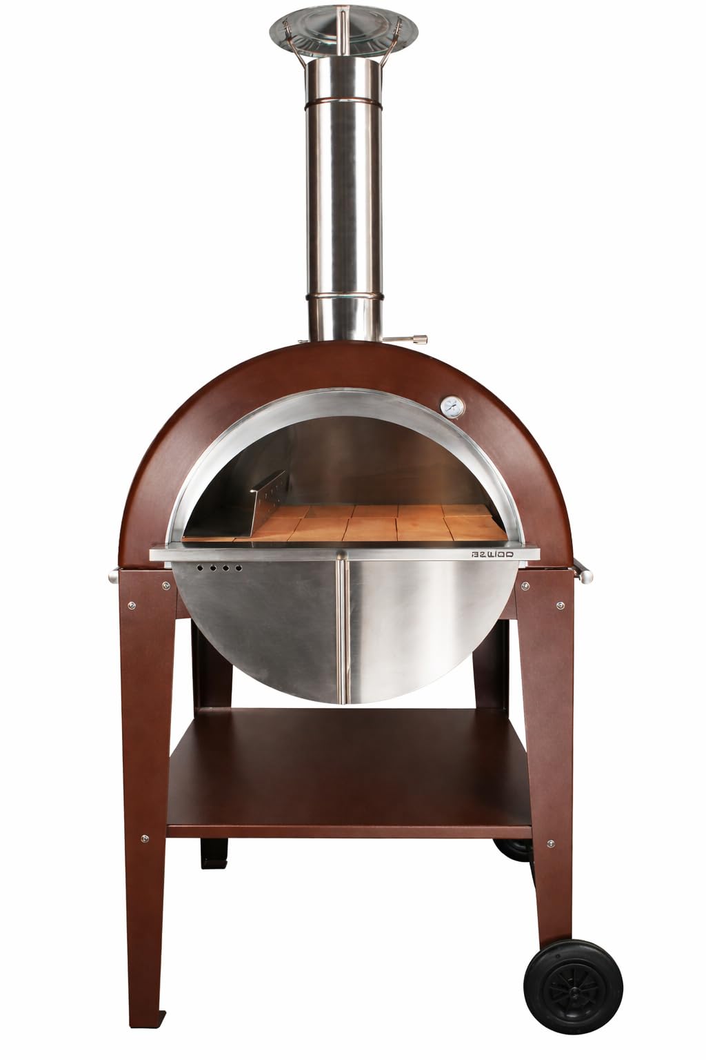 MF - Four à bois d'extérieur pour pizzas et pain modèle Chef Junior imitation rouille avec table pour jardin