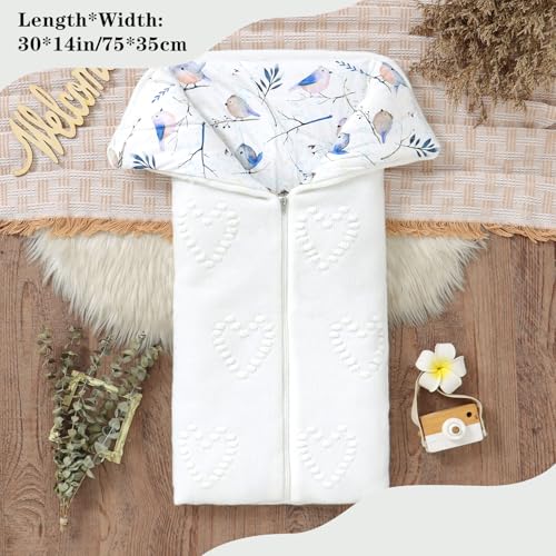 Image of Baby Winter Thick Swaddle Blankets Newborn Heart Dots Receiving Blanket Infant Soft Knit Warm Stroller Wraps for Baby Boys Girls (White)