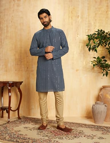 Image of Symbol Premium Men Cotton Embroidered Long Kurta