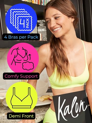 Image of Kalon Women's 4 Pack Demi Padded Bralette Wireless Comfortable Bra